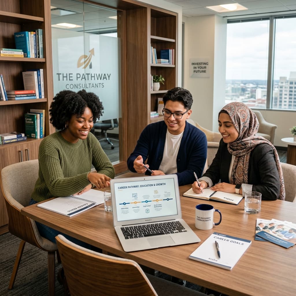 Students studying and planning career path